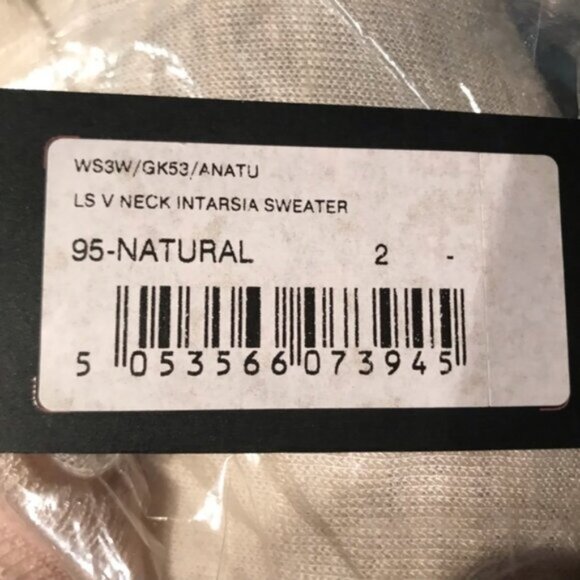 Ted Baker NEW Intarsia Cotton Linen Lightweight Color Block V Neck Sweater Top S - Picture 7 of 16